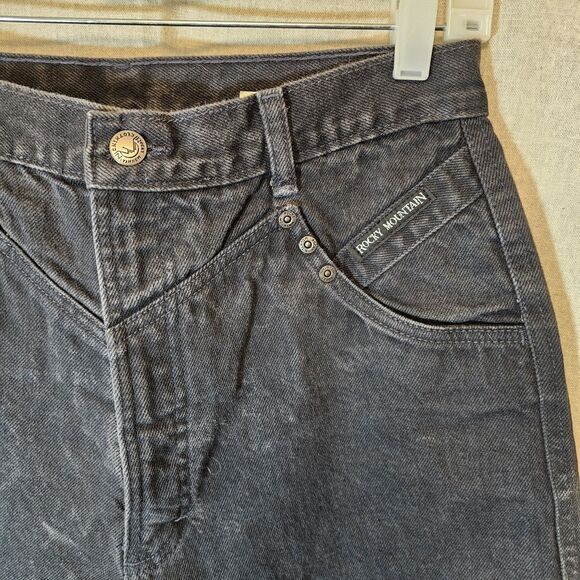 Vtg Rocky Mountain Jeans 32 13 Black Bareback High Rise Western Rockies Tapered - Picture 2 of 10